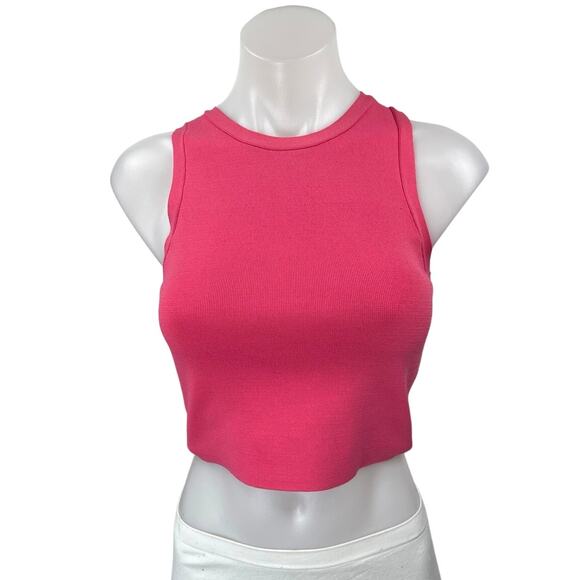 Zara Pink Knit Sleeveless Racerback Cami Camisole Crop Sweater Tank Top Size M - Picture 1 of 4